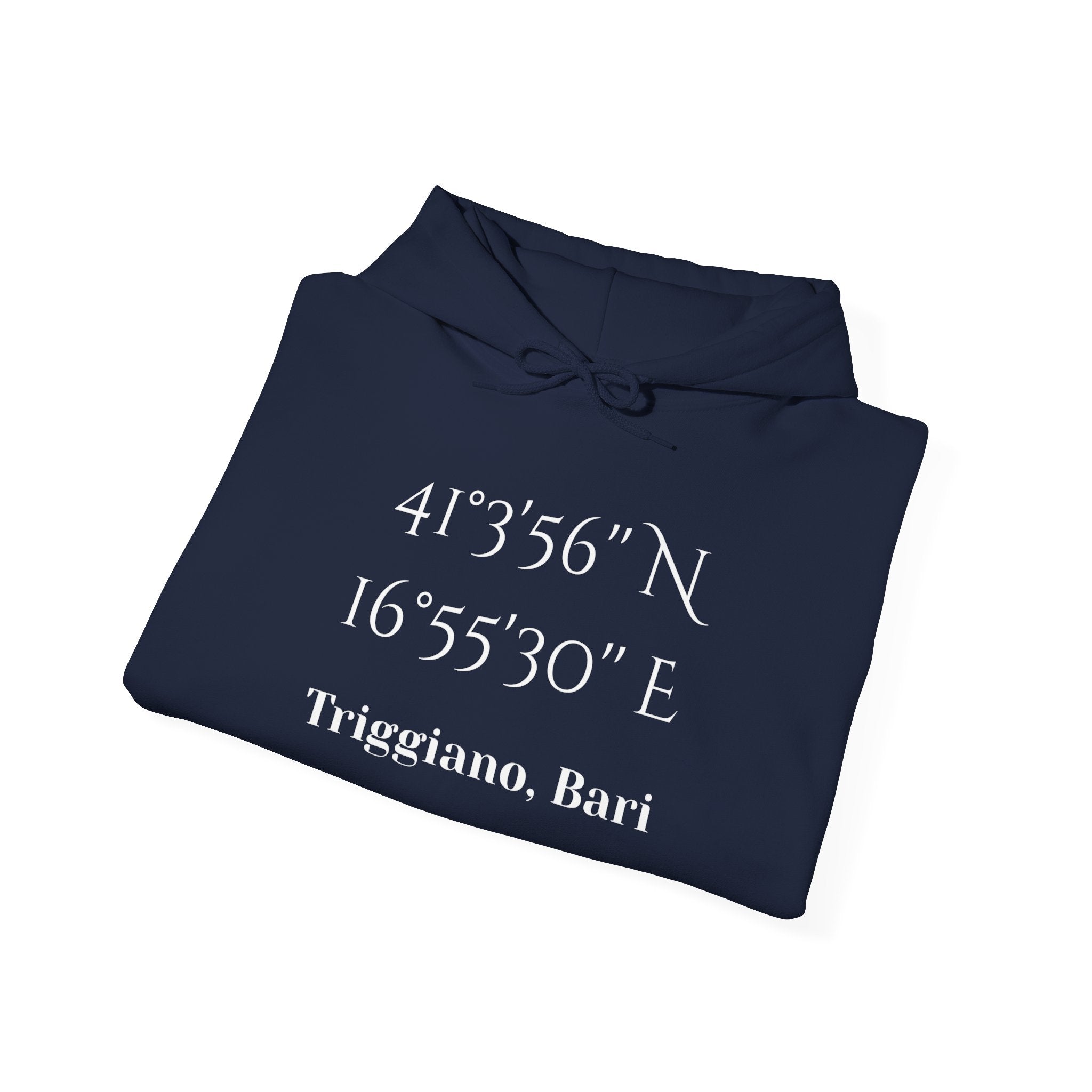 Triggiano, Bari Coordinates Hoodie — Personalized City Latitude & Longitude Sweatshirt