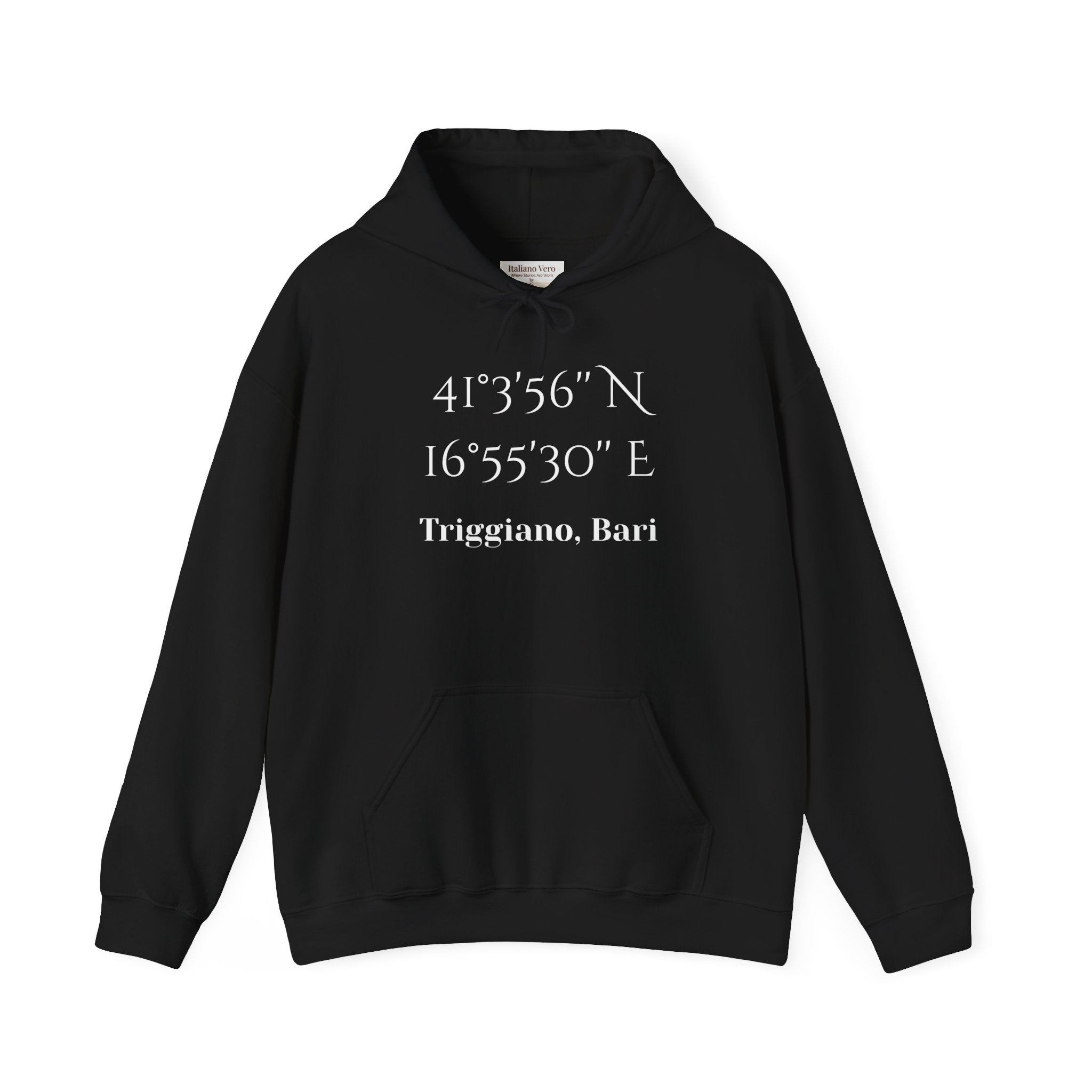 Triggiano, Bari Coordinates Hoodie — Personalized City Latitude & Longitude Sweatshirt