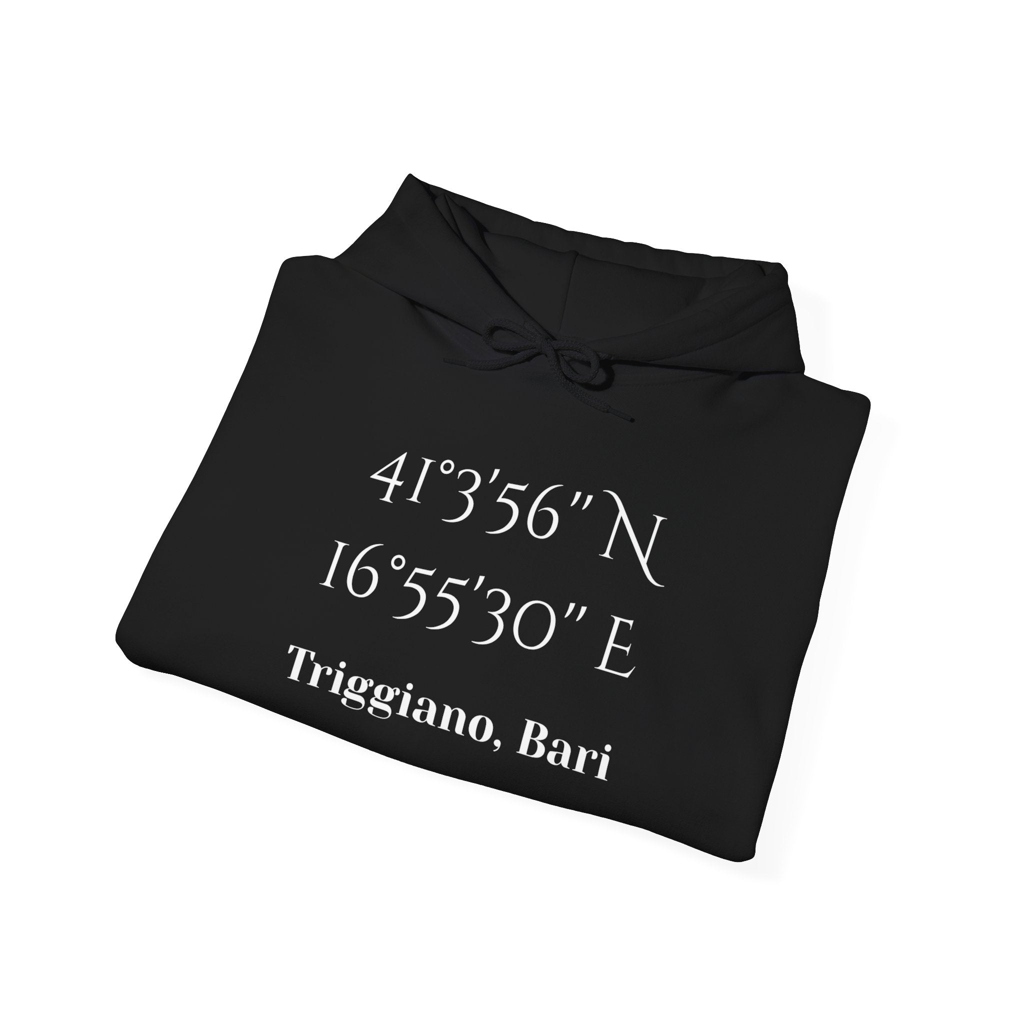 Triggiano, Bari Coordinates Hoodie — Personalized City Latitude & Longitude Sweatshirt