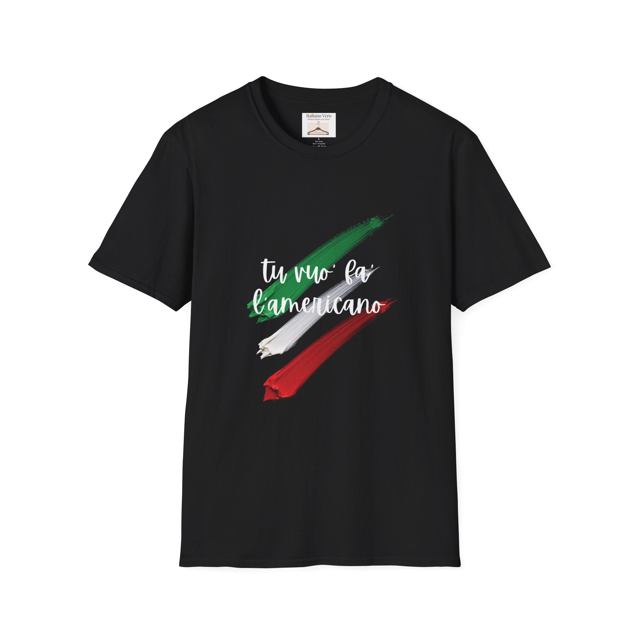 Italian Flag Brushstroke "Tu Vuo' Fa' L'Americano" T-Shirt