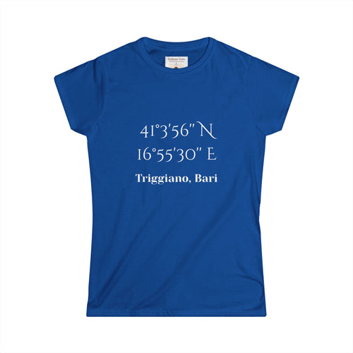 Women's Tee - Triggiano, Bari Coordinates with Italian Flag Brushstroke